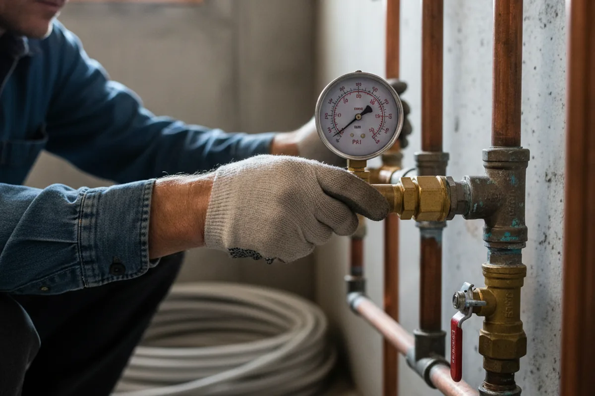 Pressure testing a repaired line during Water Line Repair in Saranac
